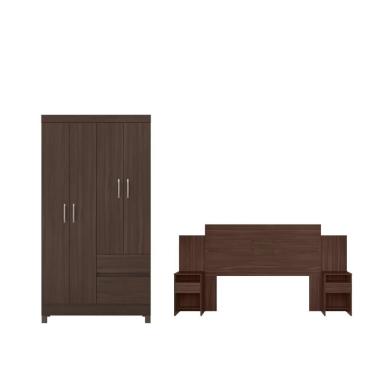 Imagem de Jogo Guarda Roupa 6 Portas E Cabeceira Merida Cafe Touch