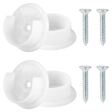 Imagem de 4 peças de suportes de varão, soquetes de plástico para varões de 3,5 cm, suporte de tubo de guarda-roupa com parafusos para casa de banho, cortina, loja de roupas (branco)