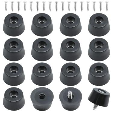 Imagem de Kemcatui 16 Peças De Pés Borracha Para Tábua Corte Com Parafuso, 1" Largura X 1/2" Altura, Amortecedores Pretos, Eletrônicos Antiderrapantes, Móveis, Eletrodomésticos