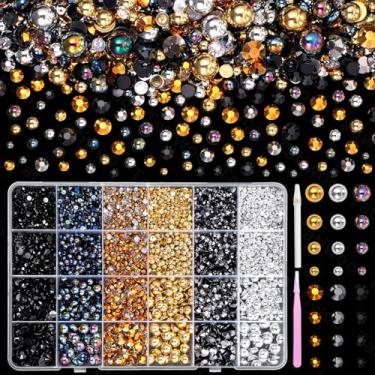 Imagem de Tatiwoo 9000 Peças De Pérolas E Strass Resina Gelatinosa Para Artesanato, Tamanhos Mistos 3/4/5/6/8 Mm, Meia Pérola Preta Prateada Dourada, Joias Deslumbrantes Artesanato Faça Você Mesmo, Enfeite Ro