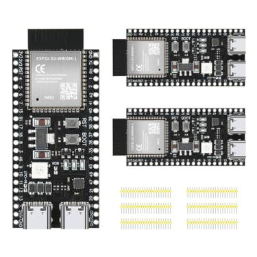 Imagem de YEJMKJ Placa De Desenvolvimento Esp32-S3-Devkitc-1-N8R2 Com 3 Peças, Módulo Esp32 S3 Wifi + Bluetooth Mcu, Processador Microcontrolador Núcleos Duplos Tipo C Esp32-S3-Wroom-1, Integra Funções Wi-Fi