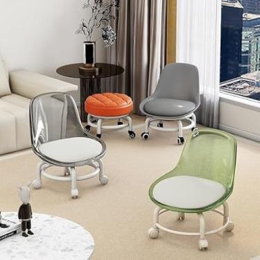 Imagem de Cadeirinha com Rodinha de Acrílico Silenciosas - Mini Cadeira com Rodinhas Transparente e Fosco Assento Almofadado - Cores Sortidas