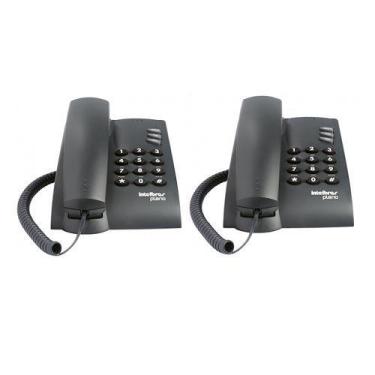 Imagem de Kit 02 Telefones Com Fio Mesa ou Parede Pleno Preto Intelbras