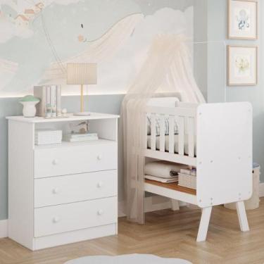 Imagem de Quarto de Bebê Completo Mini Berço Faura Gaveteiro Smim 100% MDF, Bran