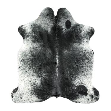 Imagem de HIDES BAZAAR Tapete de couro de vaca preto e pimenta premium para sala de estar e mais - Tapete preto e branco exclusivo feito de couro curtido - Tapetes de pele de vaca de 6 x 7 a 2,4 m