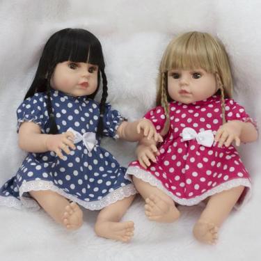 Imagem de Kit Bebe Tipo Reborn Gêmeas Princesas Cabelo Longo + Itens - Cegonha R