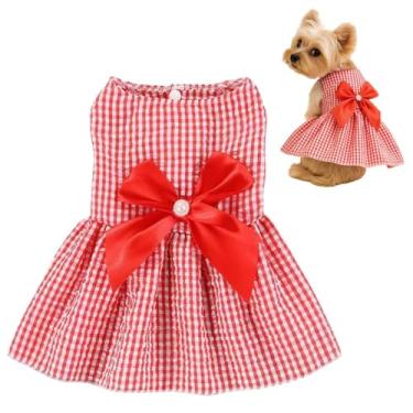 Imagem de Vestido para cachorro, 1 peça de vestido de cachorro com lindo laço, roupas de verão para cães, vestidos de princesa de animais de estimação para chihuahua Yorkies filhotes e gatos