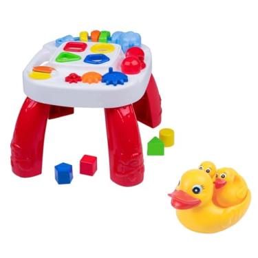 Imagem de Kit Mesa de Atividade Vermelha Play Time Cotiplás + Pata Mãe Pais e Filhos 2390+792505