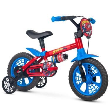 Imagem de Bicicleta infantil Aro 12 Nathor Spider Man Com Rodas De Treinamento Homem Aranha