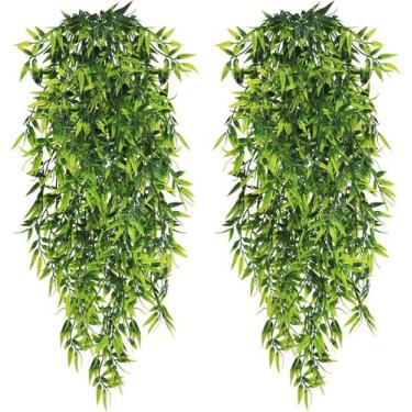 Imagem de kit com 2 folhagem bambo bambu 65cm artificiais verde folhagem trepade