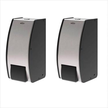 Imagem de Kit 2 Dispenser Sabonete Líquido Álcool Gel 800ml Inox Dispensador de Parede Banheiro