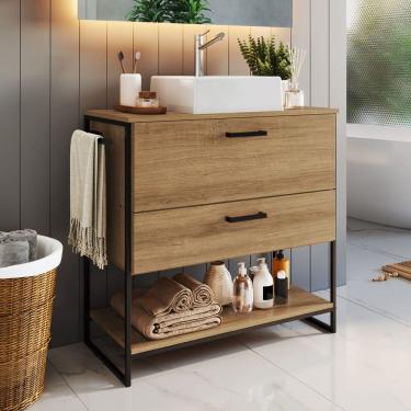 Imagem de Gabinete com Cuba para Banheiro 80cm P1028 Branco