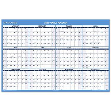 Imagem de Calendário apagável 2021, agenda de parede apagável a seco da AT-A-GLANCE, 61 cm x 91 cm, grande, ano acadêmico e regular, dupla face, vertical (PM210S28), Nova Edição 2020, Branco, Jumbo Horizontal w/Planning Space