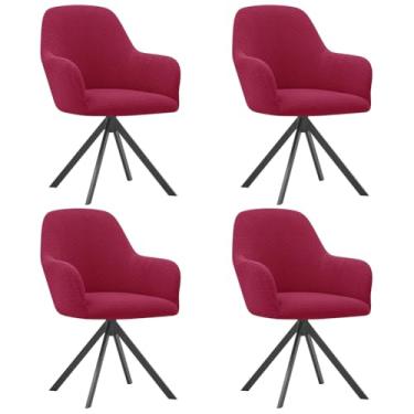 Imagem de Lzyjckh Capa elástica para cadeira de jantar com braços, Protetor para poltrona giratória, Capa para cadeira de escritório, Para penteadeira, sala de estar, quarto,Red,4PCS