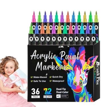 Imagem de Marcadores De Acrílico Para Pintura,Conjunto de Canetas para Pintura em Pedra com Ponta Dupla | Materiais Artesanais Resistentes À Descoloração