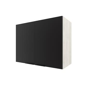 Imagem de Armário Aéreo Bartira Rubi com 2 Portas, 1 Prateleira e 80cm de Largura - Freixo/Preto Poah