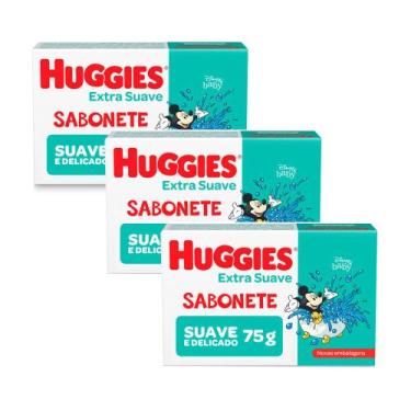 Imagem de Kit 3 Sabonete Infantil em Barra Huggies Extra Suave 75g