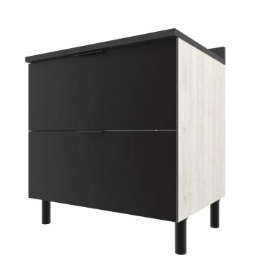 Imagem de Balcão Duplo Bartira Rubi com 2 Gavetões e 80,1cm de Largura – Freixo/Preto Poah