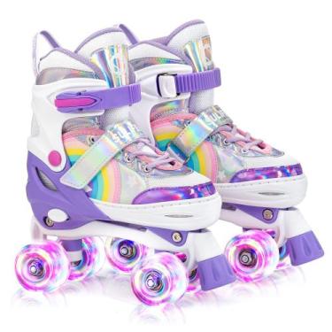 Imagem de Patins SULIFEEL Rainbow Unicorn de tamanho ajustável para crianças