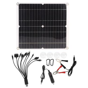 Imagem de 20W 18V Painel solar Painel duplo Usb Saída Outdoor portátil portátil Telefone carregador de bateria Monocristalina Painel solar de silício para camping Caminhando carregamento de