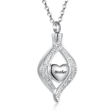 Imagem de YQSLIN Colar de cremação em gota para cinzas Always In My Heart Mom/Dad/Grandma Urna Ash Keepsake Memoril Pingente Urnas para Cinzas Humanas Adulto Feminino, Metal, Base