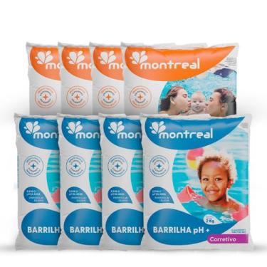 Imagem de Kit Barrilha Elevador Ph Sulfato Aluminio Montreal Piscina 8 Uni