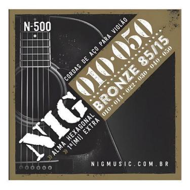 Imagem de Kit 2 Encordoamentos Violão Aço Bronze Nig N500 010 PAC 2n500