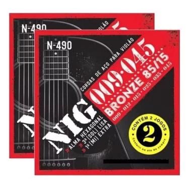 Imagem de 2 Jogos De Cordas Nig Violão Aço 6c 0.009-0.045 1 X 2n490