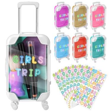 Imagem de Soulchen 96 minimalas, lembrancinhas de festa, 6 mini bagagens, lembrancinhas de festa, caixa de presente com 90 adesivos faça-você-mesmo, presente de viagem de plástico para meninas, fim de semana