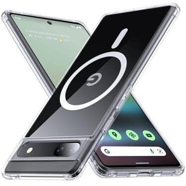 Imagem de FNDMIL NO.1 Capa magnética para Google Pixel 6a com Magsafe [Slim Fit] [militar à prova de choque] [anti-amarelo] capa rígida transparente de silicone macio para Google Pixel 6a capa fina