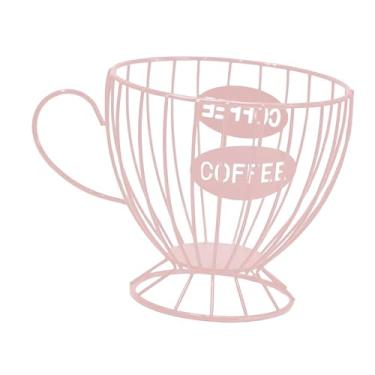 Imagem de SiaBiced Suporte para cápsulas de café, cesta de armazenamento, organizador de cápsulas de café para cafeteria, Rosa