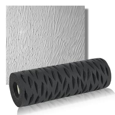 Imagem de Rolo de textura de drywall de 23 cm - Rolo de padrão profissional de drywall para paredes e tetos, aplicador de tinta de casca de árvore