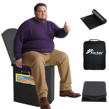 Imagem de Ann Katy Vaso sanitário portátil para adultos, vaso sanitário portátil extragrande para viagem, banheiros altos de acampamento com tampa para adultos e crianças, penico compacto para carro, caminhadas