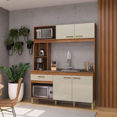 Imagem de Armário De Cozinha Compacta Fidelitá Xangai 160cm 4 Portas 1 Gaveta Se