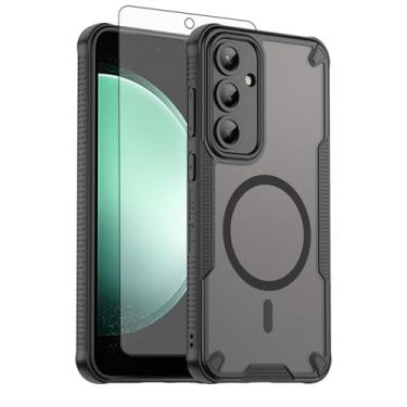 Imagem de Asuwish Capa de telefone para Samsung Galaxy S24 FE 5G, compatível com Magsafe Magnetic, protetor de tela, capa protetora à prova de choque traseira fosca translúcida S 24 EF AI S24FE 24S mulheres