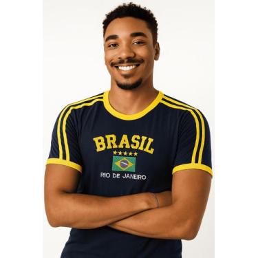 Imagem de Blusa Do Brasil Bandeira Bordada Unissex - Azul Escura - Tojoia18K, PP