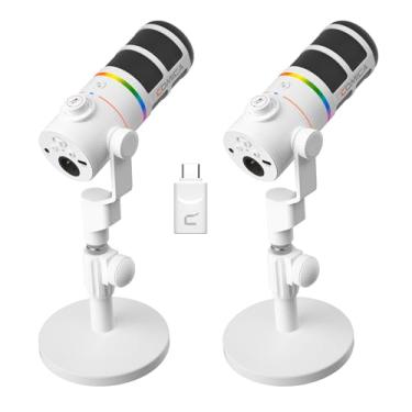 Imagem de Comica EJoy D10 Pro Microfone de Mesa Dinâmico USB-C/XLR com RGB, Mudo, Redução de Ruído e Suporte para Transmissão Dupla em PC, PS4, PS5, Podcast e YouTube