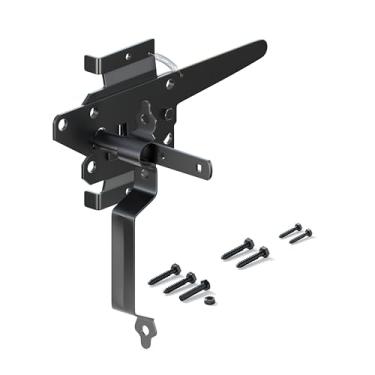 Imagem de SANKEYTEW Trava de portão para cerca de madeira, trava de portão de autotravamento resistente com alça de 23 cm para trava de segurança de portão de piscina/jardim, kit de ferragens de portão para