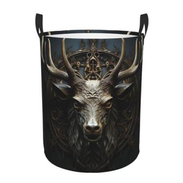 Imagem de Cesto de lavanderia Antlers dobrável à prova d'água cesto de armazenamento de roupas com alças pano oxford organizador de brinquedos cesta para banheiro, lavanderia, quarto, pequeno