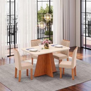 Imagem de Conjunto Sala de Jantar 4 Cadeiras Tampo de Vidro DJ Móveis Siena Frei