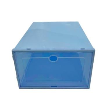 Imagem de Kit Com 10/20 Caixas Organizadoras Para Sapatos Tênis Empilhável Tampa Flip(AZUL,10)