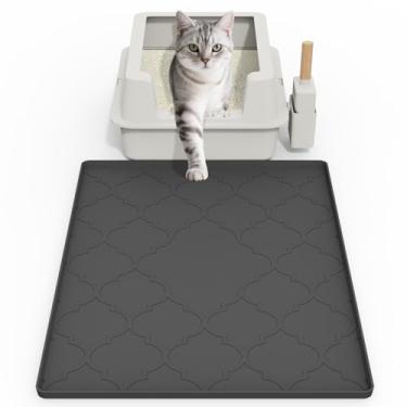 Imagem de Tapete para caixa de areia, 71 x 56 cm, tapete grande de silicone para armadilha de areia para gatos, fácil de limpar para controle de dispersão, macio para patas de gatinho, impermeável, à prova de