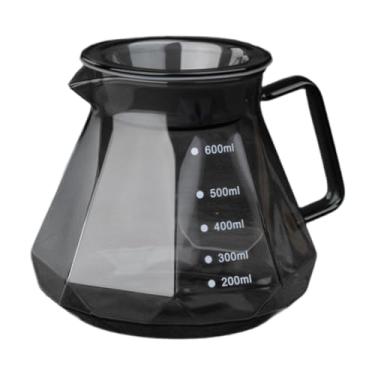 Imagem de Ioensy Cafeteira de vidro transparente com alça, 20 oz/600ml, cafeteira com gotejamento, chaleira para escritório, acampamento e casa, Preto