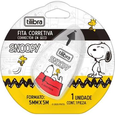 Imagem de Fita Corretiva Snoopy Cachorrinho Fofo 5m x 5mm Blister Com 1 Unidade 