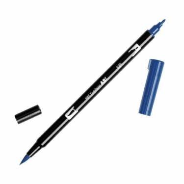 Imagem de Tombow Marcador artístico 56559 com pincel duplo, 528 - azul marinho, 1 pacote. Marcador misturável, pincel e ponta fina