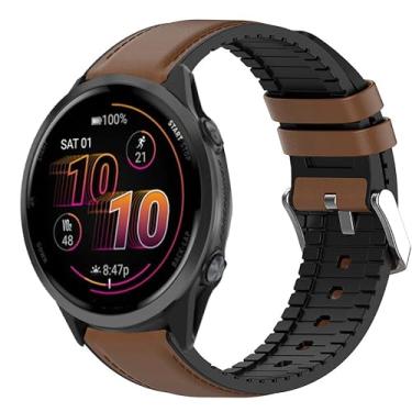 Imagem de Compatível com pulseiras Garmin Forerunner 570, 20 mm, 22 mm, pulseiras de substituição respiráveis de couro e silicone compatíveis com Garmin Forerunner 570 42 mm, 47 mm, Forerunner 55, 165, 245, 255