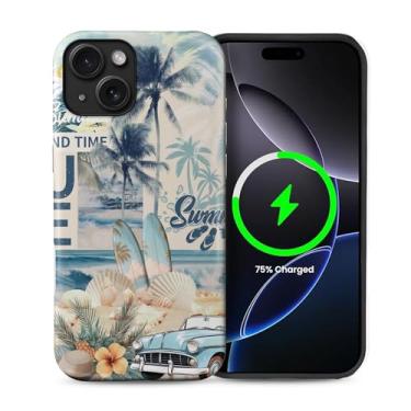 Imagem de Yuning419 Capa compatível com iPhone 13/14 [compatível com MagSafe] Capa de proteção rígida híbrida de 2 camadas, capa magnética protetora à prova de choque para iPhone 13/14, colagem de conchas praia