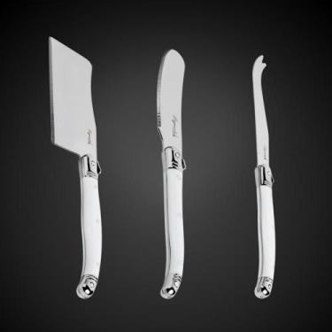 Imagem de Jogo De Facas Laguiole Para Corta Queijo 3 Artigos Com Bandeja De Made