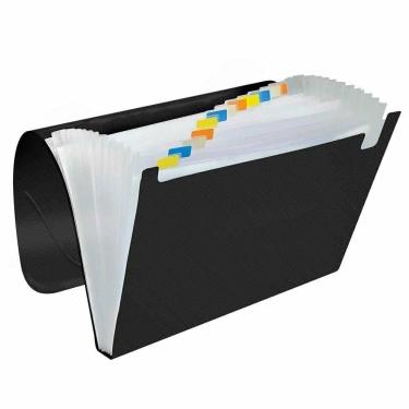 Imagem de Pasta Sanfonada Plástica A4 12 Divisões All Black - Dac