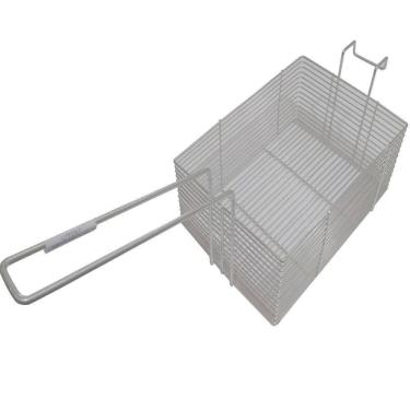 Imagem de 2 Peneira Cesto Fritura Fritadeira Retangula Arame 24X17X9Cm